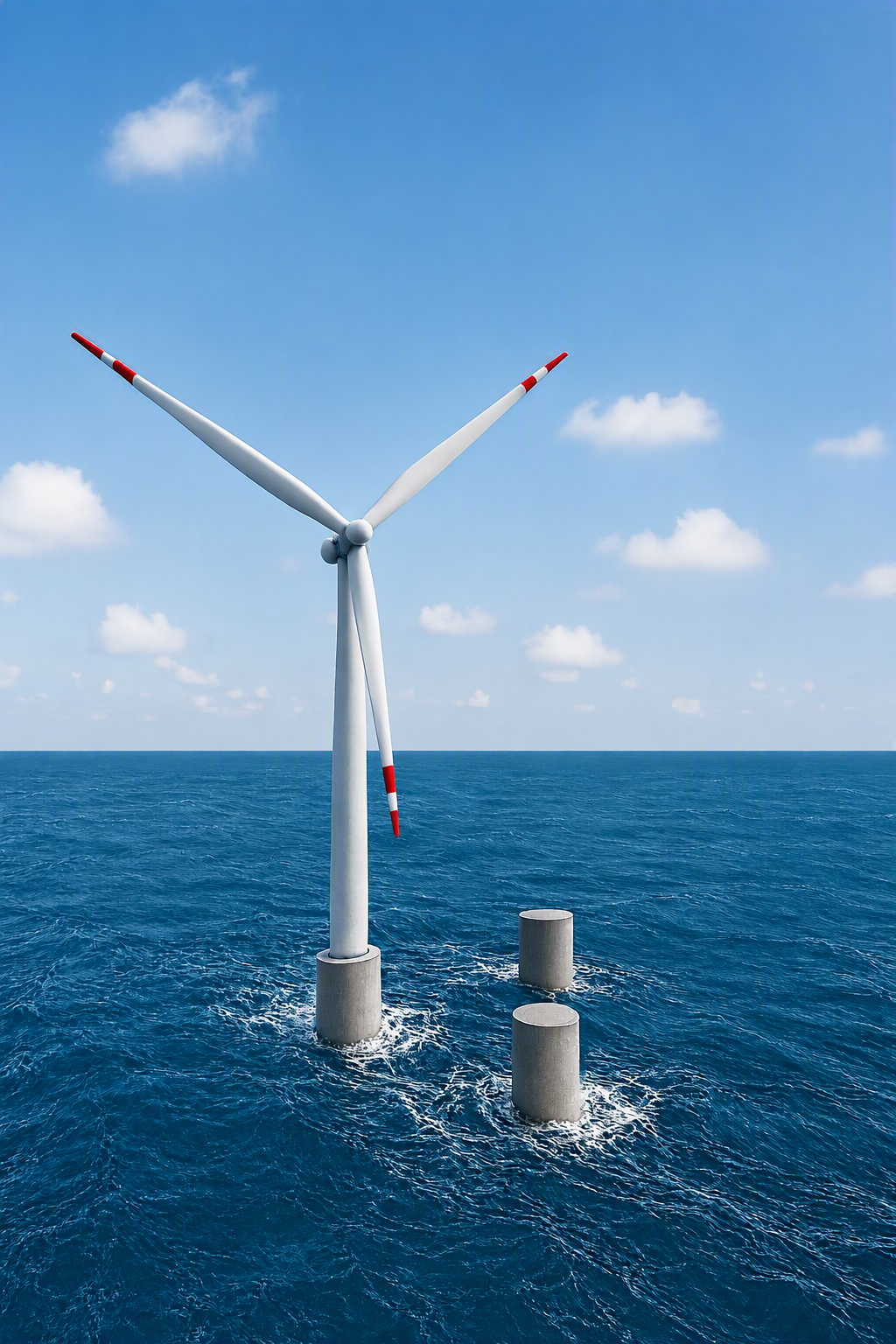Concrete floating WTG foundations optimized for shallow water turbine integration
